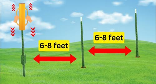 for snow fence T-posts can be spaced a maximum of 6-8 foot