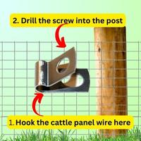 attach cattle panels to wood posts with fence wire clamps